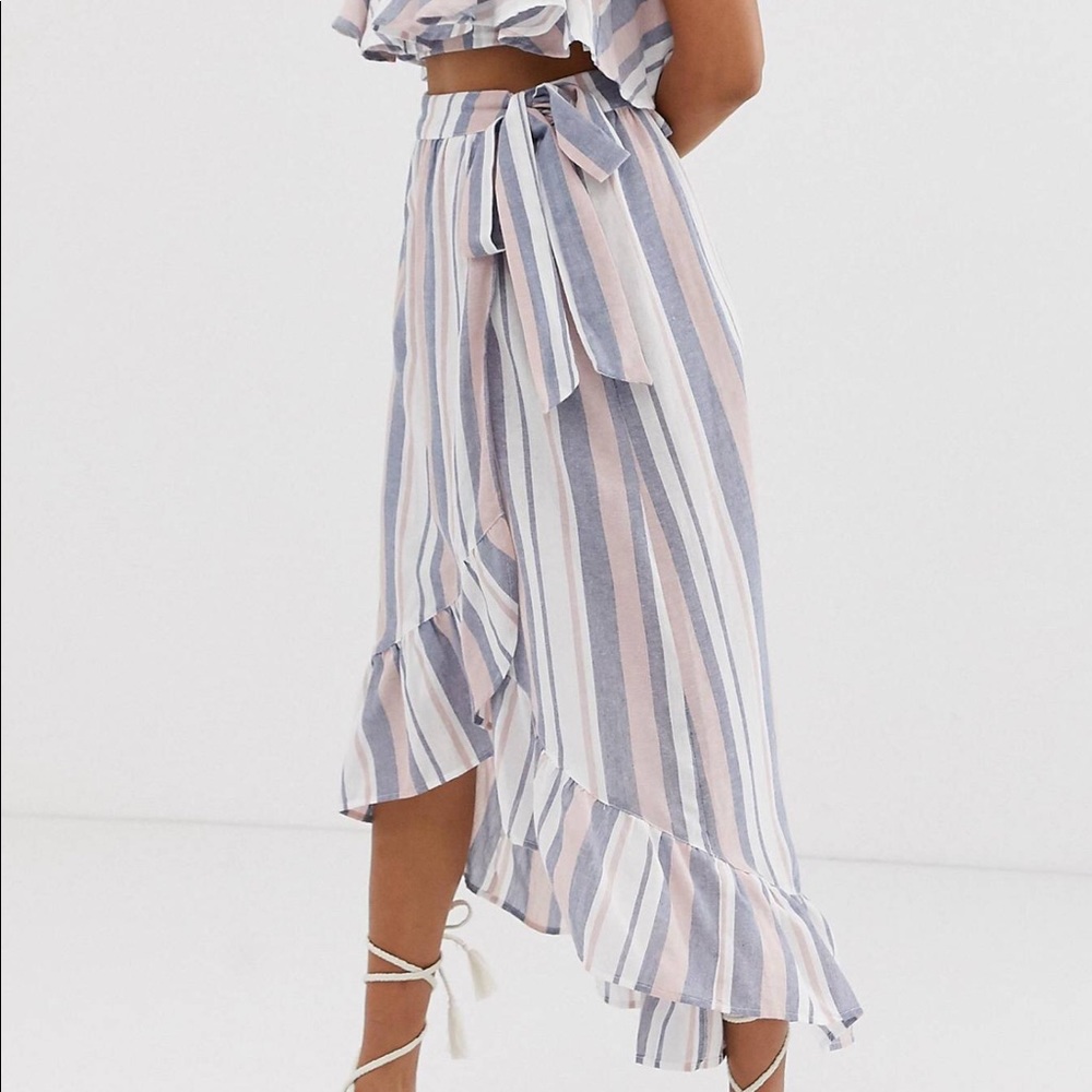 ASOS high low striped wrap skirt